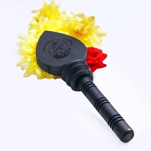 Anciently Karungali Vel Original 6 Inches Height | Natural Black Ebony Wood Statue thumbnail 1