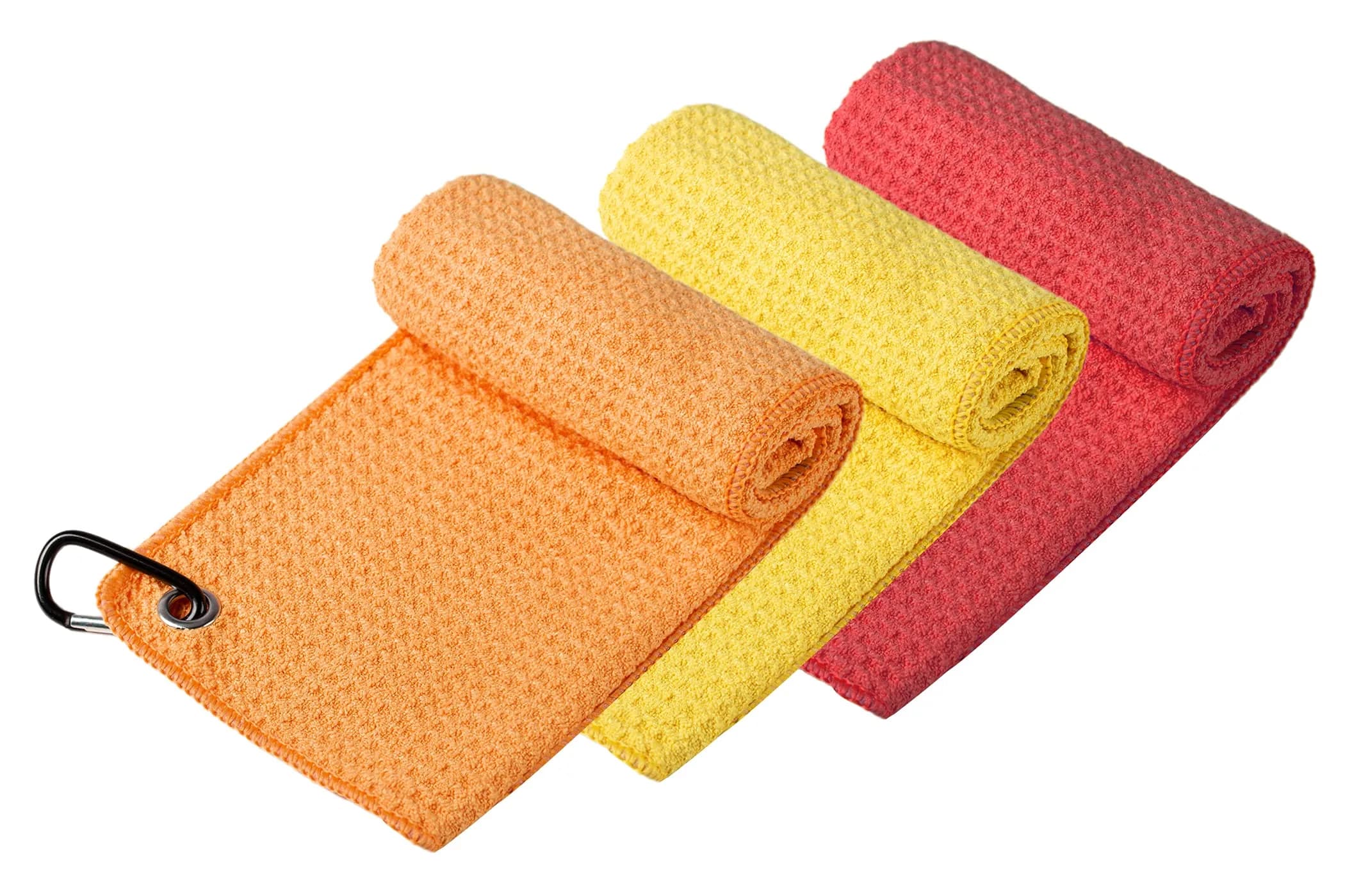 Handy Picks Microfiber Golf Towel 40cm x 40cm (16" x 16") | Waffle Pattern, Carabiner Clip, 3-Pack - view 2