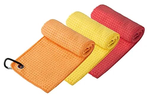 Handy Picks Microfiber Golf Towel 40cm x 40cm (16" x 16") | Waffle Pattern, Carabiner Clip, 3-Pack thumbnail 2