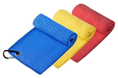 Handy Picks Microfiber Golf Towel 40.64cm (16") x 40.64cm (16") | Pack of 3 with Carabiner Clip & Waffle Pattern thumbnail 2