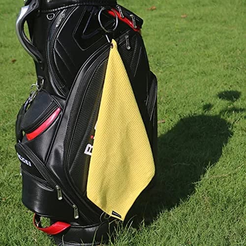 Handy Picks Yellow Microfiber Golf Towel 40cm x 40cm with Carabiner Clip thumbnail 4