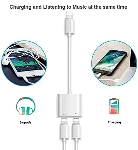 DESOFICON Dual Lightning Adapter Splitter 5 inches (12.7 cm) | Charge & Listen Simultaneously thumbnail 4