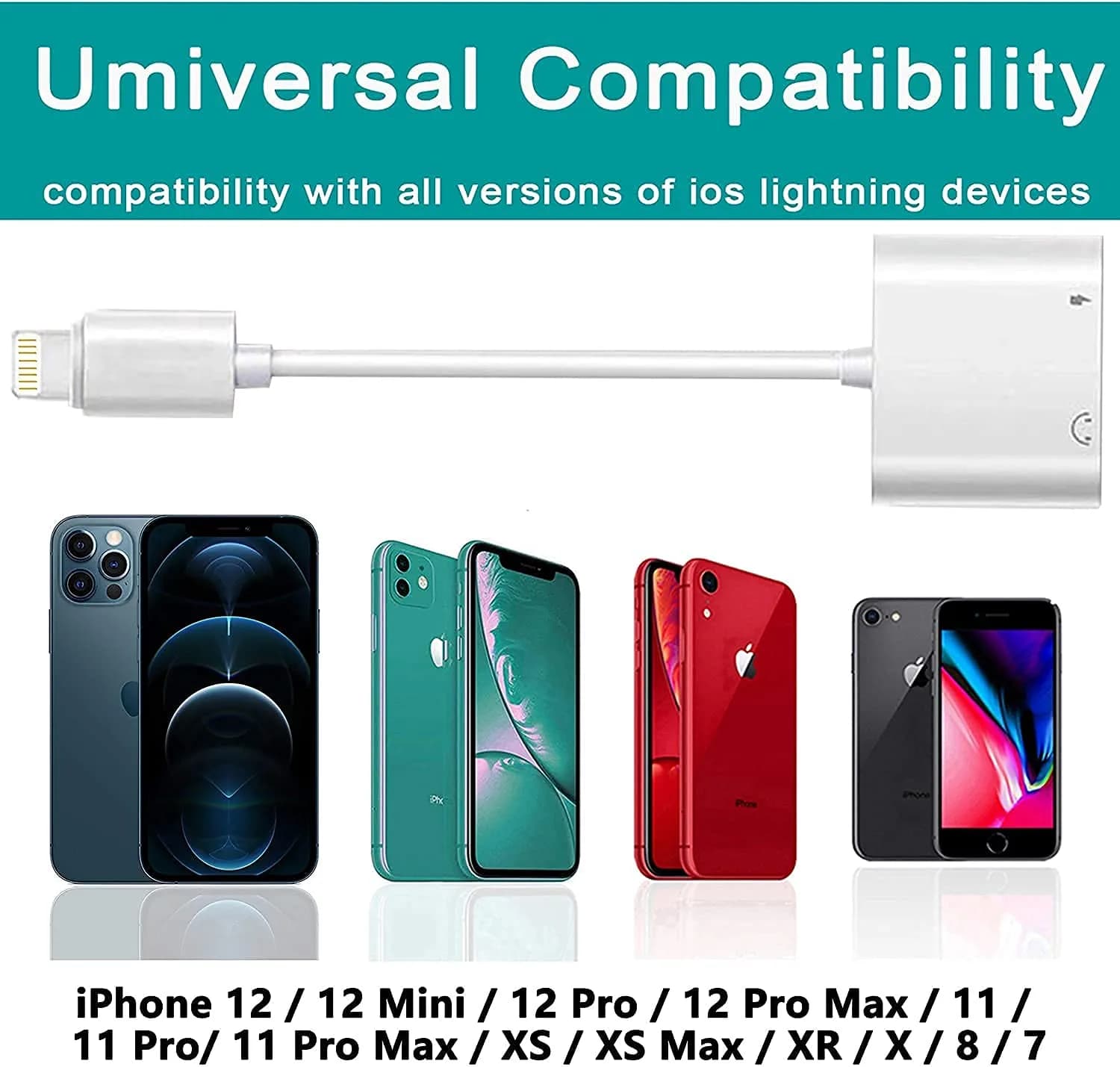 DESOFICON Dual Lightning Adapter Splitter 5 inches (12.7 cm) | Charge & Listen Simultaneously - view 6