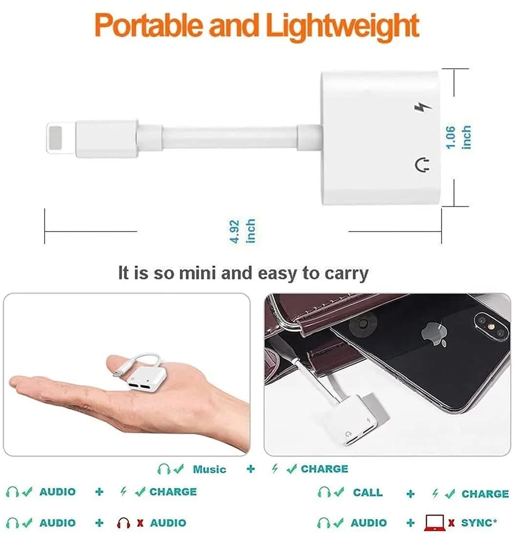 DESOFICON Dual Lightning Adapter Splitter 5 inches (12.7 cm) | Charge & Listen Simultaneously - view 8