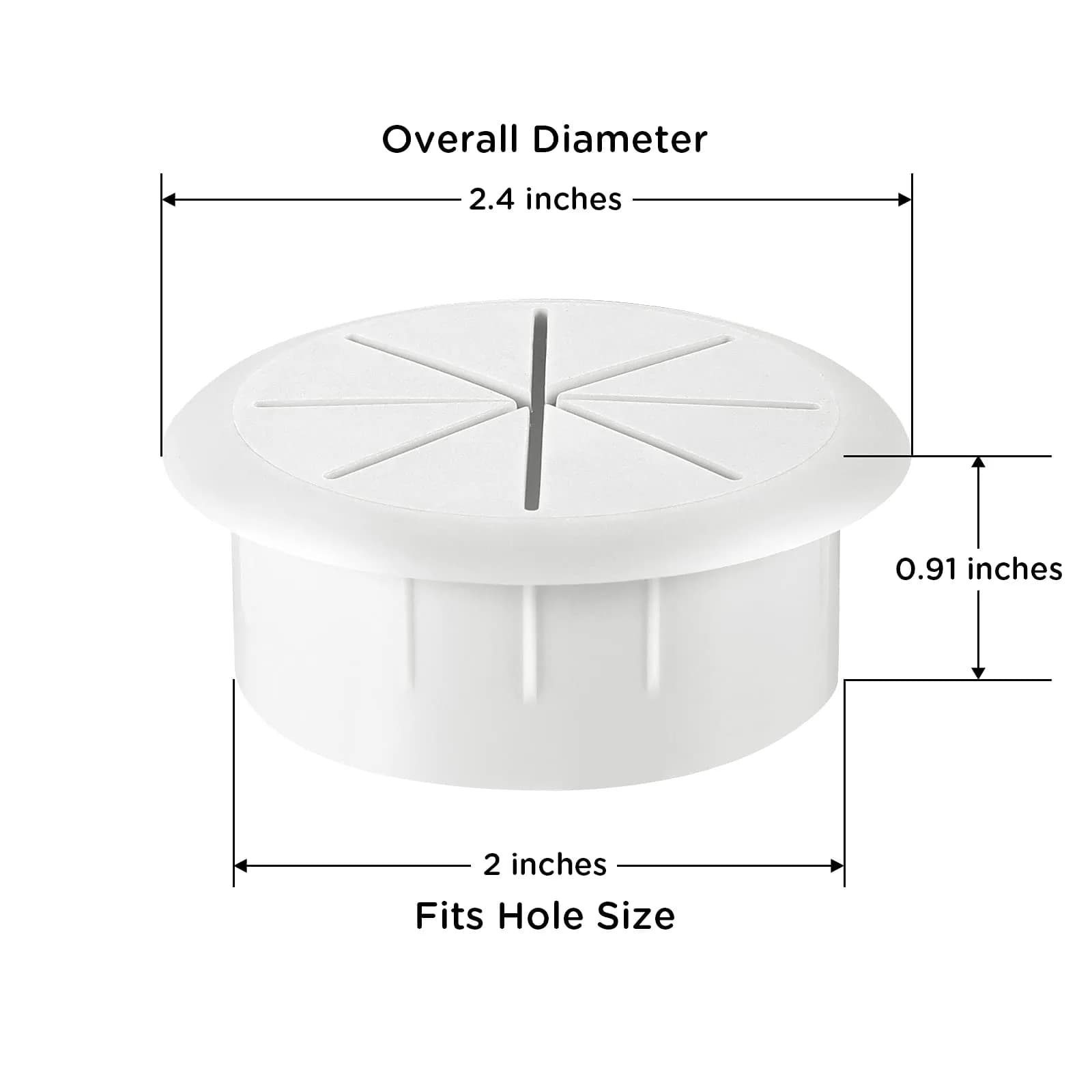 HYCC 2-Inch White Flexible Desk Grommet | Effective Wire and Cable Organization - view 4