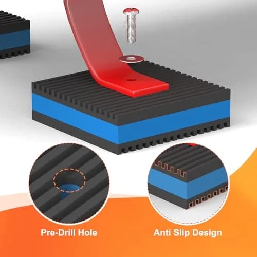 GCGOODS Rubber Anti-Vibration Pad 4" x 4" x 7/8" Heavy Duty Rubber with Blue EVA Center for HVAC, Air Compressor, Washer & Dryer thumbnail 4