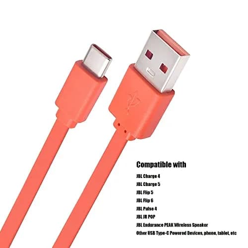 Alitutumao USB Type-C Charging Cable 1m (3.3ft) Orange | Fast Charging & Data Sync for JBL Speakers thumbnail 2