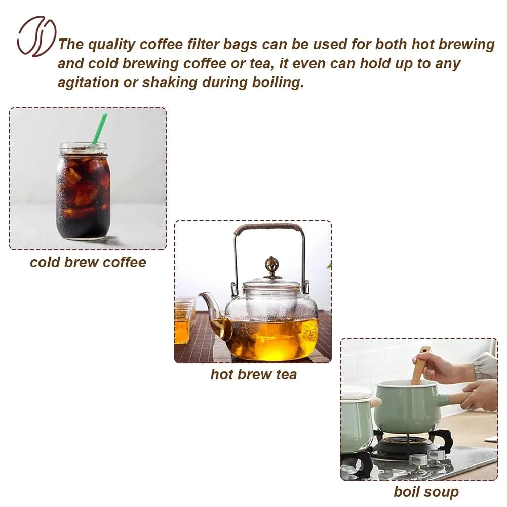 HRX Package Disposable Cold Brew Bags 6x10 inch (50 Count) | Fine Mesh for Smooth Coffee & Tea - view 5