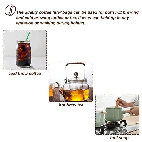 HRX Package Disposable Cold Brew Bags 6x10 inch (50 Count) | Fine Mesh for Smooth Coffee & Tea thumbnail 5
