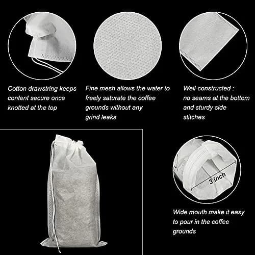 HRX Package Disposable Cold Brew Bags 6x10 inch (50 Count) | Fine Mesh for Smooth Coffee & Tea thumbnail 3
