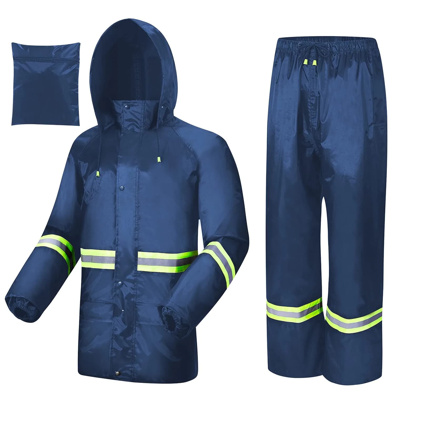 AMKsedom Waterproof Rain Suit for Men & Women | Breathable, Reflective, Lightweight (XXX-Large, Blue) - main product image