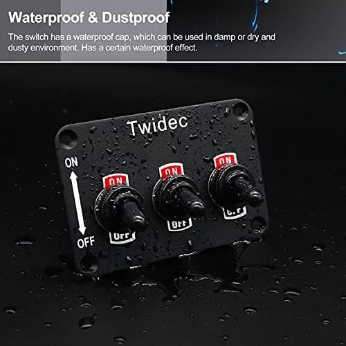 Twidec 3-Gang Rocker Toggle Switch Panel 16A 250V AC / 12V DC SPST ON/Off with Waterproof Cover | Metal Panel for Automotive & Industrial Use thumbnail 6