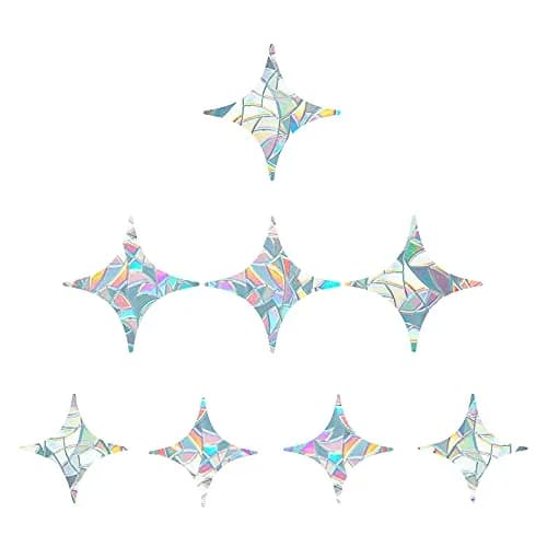 GORGECRAFT 8PCS Star Static Window Clings | Rainbow Bird Collision Prevention, Non-Adhesive, Vinyl, 12x12cm & 15x15cm thumbnail 1
