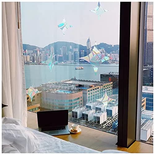 GORGECRAFT 8PCS Star Static Window Clings | Rainbow Bird Collision Prevention, Non-Adhesive, Vinyl, 12x12cm & 15x15cm thumbnail 5