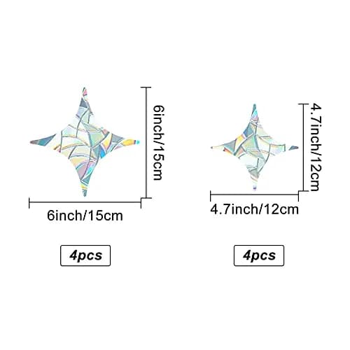 GORGECRAFT 8PCS Star Static Window Clings | Rainbow Bird Collision Prevention, Non-Adhesive, Vinyl, 12x12cm & 15x15cm thumbnail 2