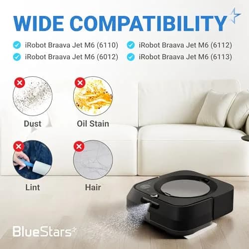 BlueStars Washable Wet Mopping Pads for iRobot Braava Jet m6 (4-Pack) | Microfiber Deep Clean Mop Pads thumbnail 4