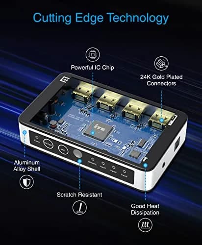 Kinivo HDMI Switch with Audio Extractor 360BNT 4K - 3 in 1 out, Toslink Optical, Dolby Digital, HDR, IR Remote thumbnail 6