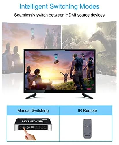 Kinivo HDMI Switch with Audio Extractor 360BNT 4K - 3 in 1 out, Toslink Optical, Dolby Digital, HDR, IR Remote thumbnail 8