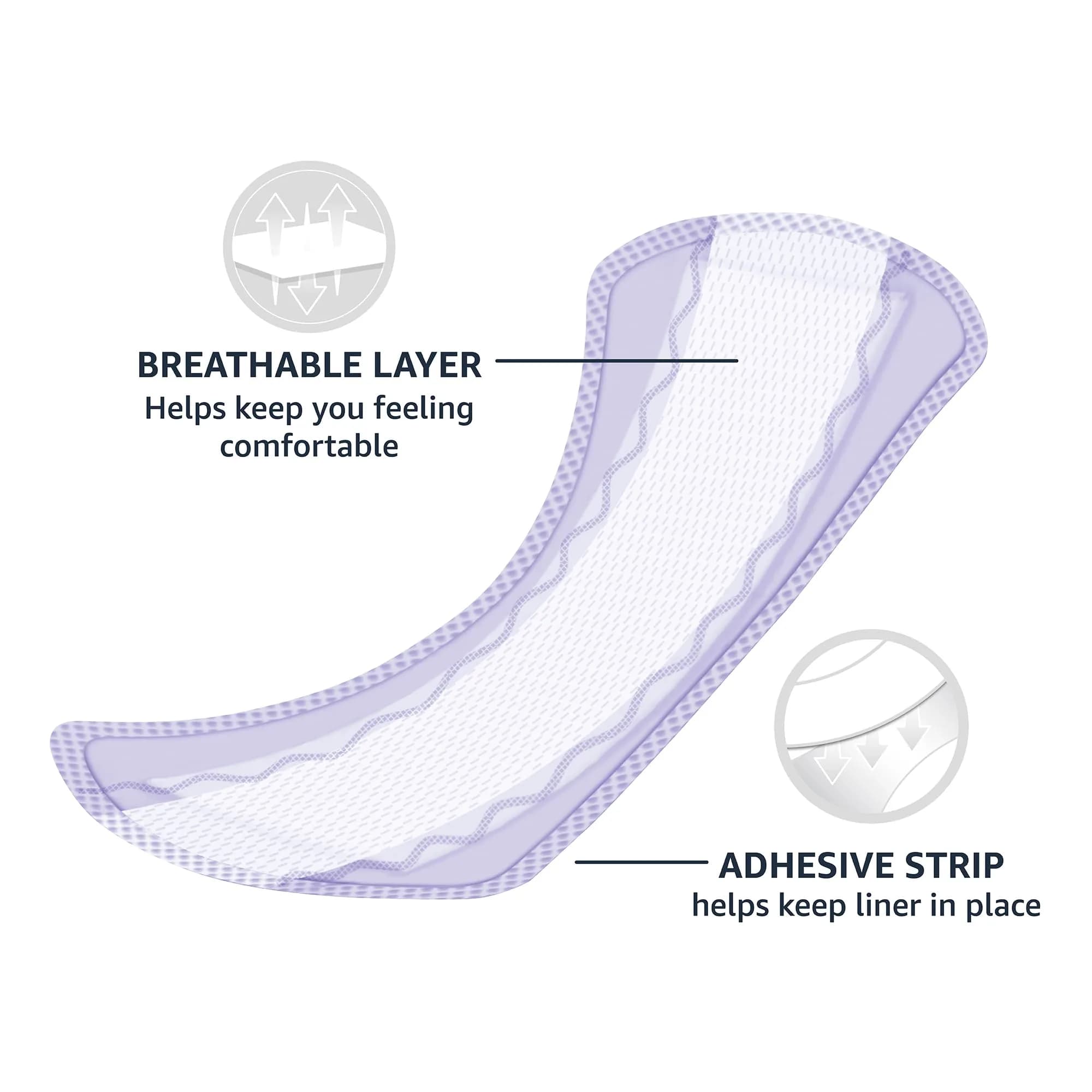 Amazon Basics Daily Pantiliner, Extra Long Length, Thin Feminine Pads for Women, Unscented, Leak Protection, Daily Use, 68 Count | Fragrance-Free - view 4