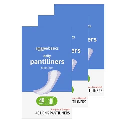 Amazon Basics Daily Pantiliner, Long Length, Unscented, 120 Count | Thin & Comfortable for Daily Freshness thumbnail 1