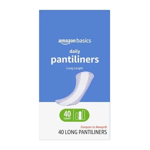 Amazon Basics Daily Pantiliner, Long Length, Unscented, 40 Count | Leakage Protection for Women thumbnail 1
