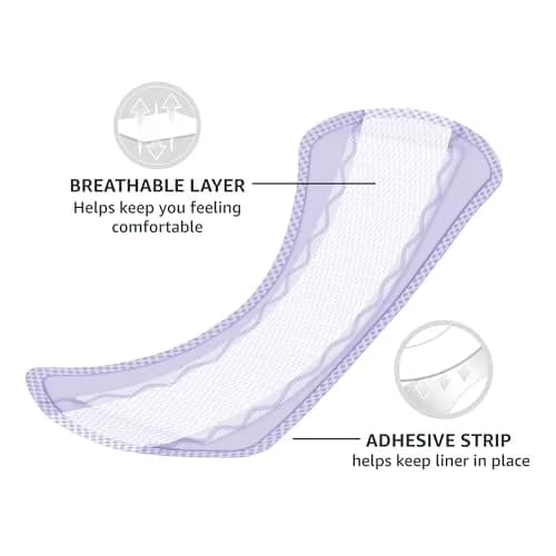 Amazon Basics Daily Pantiliner, Long Length, Unscented, 40 Count | Leakage Protection for Women thumbnail 3