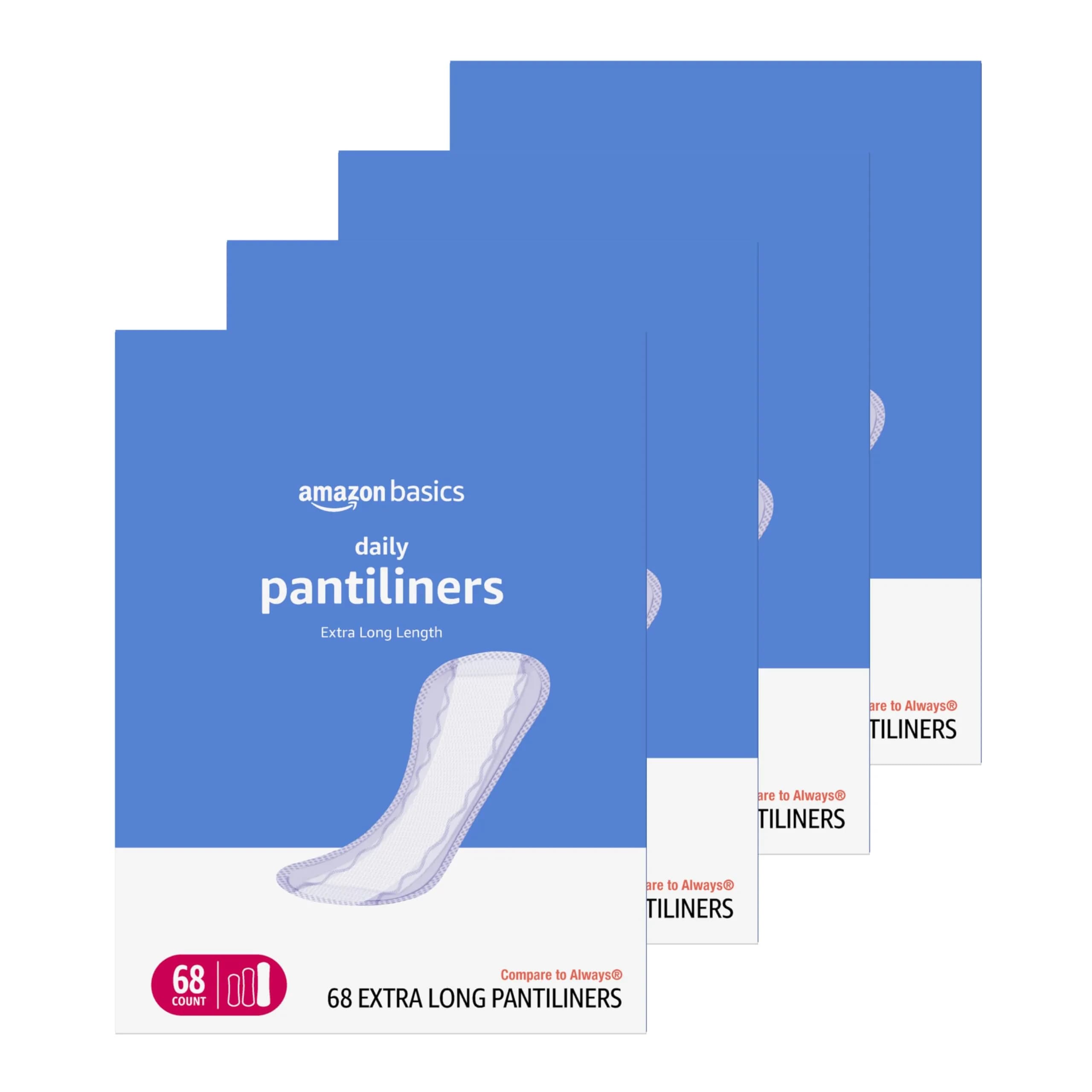 Amazon Basics Daily Pantiliner, Extra Long Length, Unscented, 272 Count | Absorbent Daily Protection - main product image