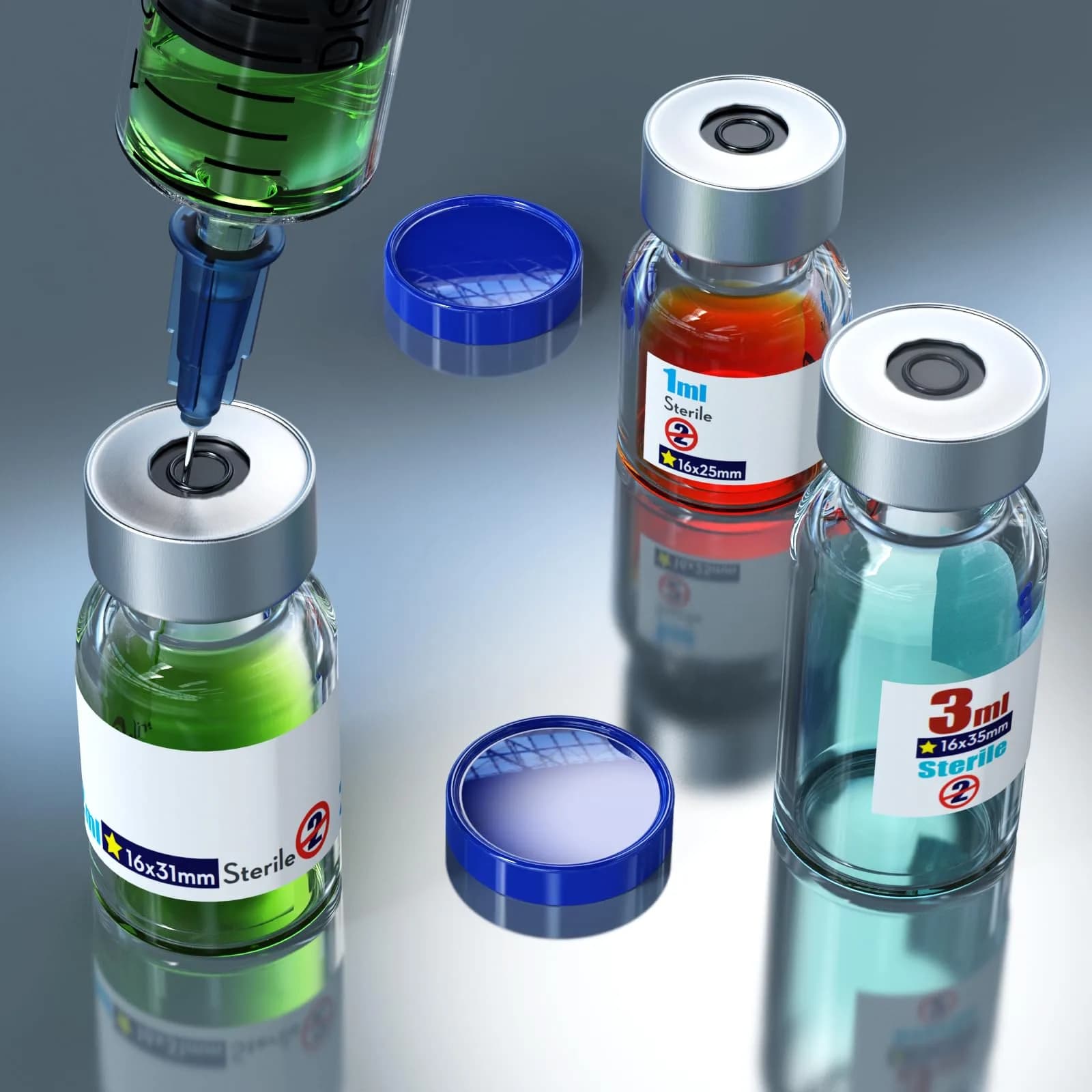 Ks-Tek Sterile Glass Sample Vials with Injection Port 3ml (0.1 Fl Oz) | 10-Pack, Individually Packaged - view 5