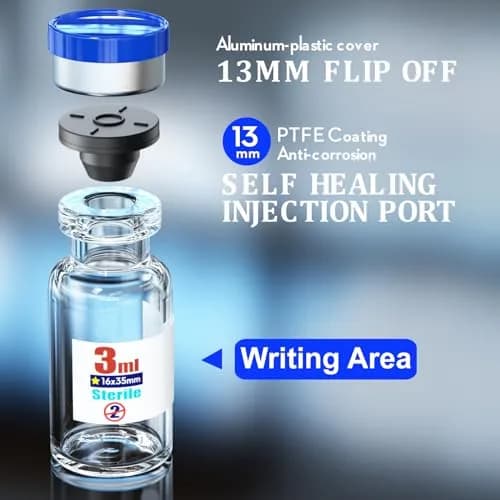 Ks-Tek Sterile Glass Sample Vials with Injection Port 3ml (0.1 Fl Oz) | 10-Pack, Individually Packaged thumbnail 3