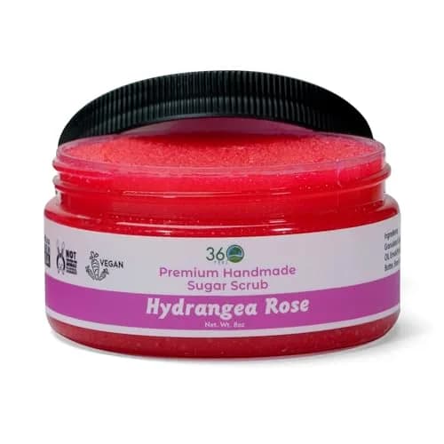 360Feel Sugar Body Scrub Hydrangea Rose 8 Fl Oz | Gentle Exfoliant for Acne Scars & Stretch Marks thumbnail 1