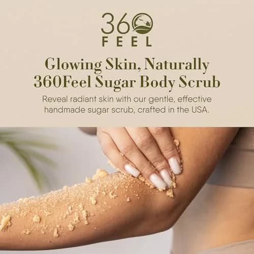 360Feel Sugar Body Scrub Hydrangea Rose 8 Fl Oz | Gentle Exfoliant for Acne Scars & Stretch Marks thumbnail 7