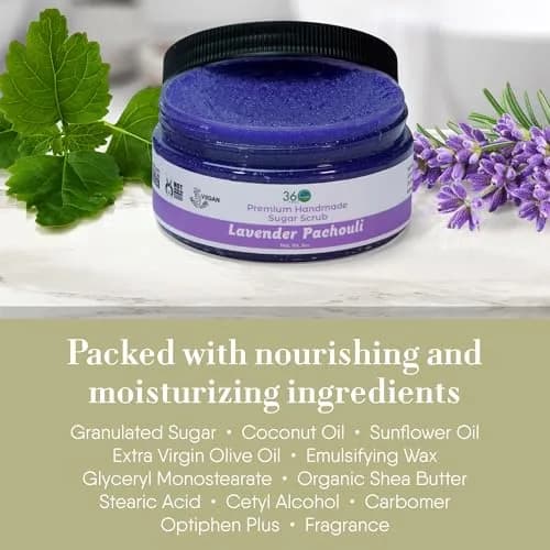 360Feel Lavender Patchouli Sugar Body Scrub - Exfoliating & Moisturizing, 8 Fl Oz thumbnail 4