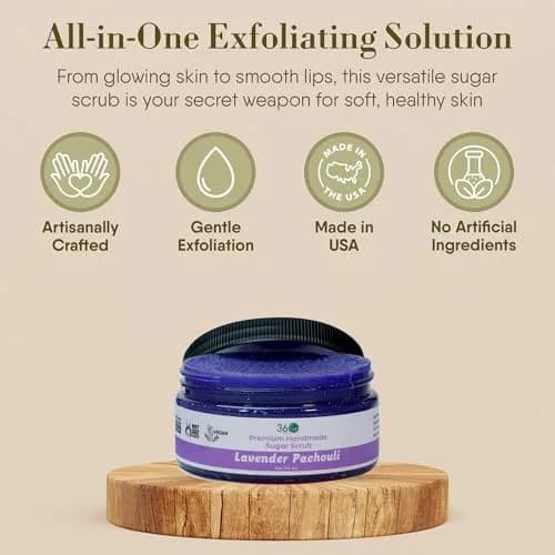360Feel Lavender Patchouli Sugar Body Scrub - Exfoliating & Moisturizing, 8 Fl Oz thumbnail 3