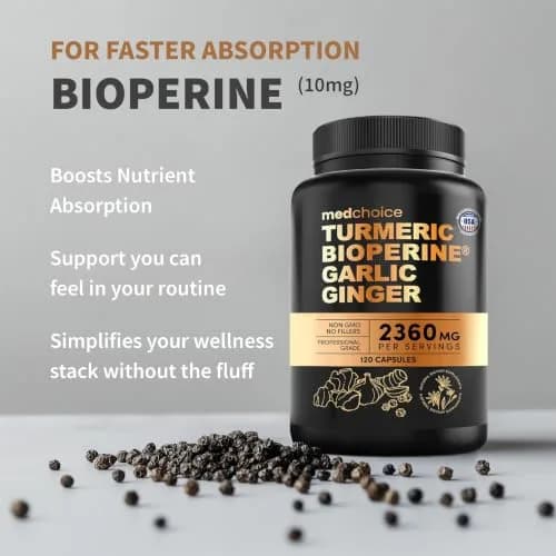 MEDCHOICE 4-in-1 Turmeric Joint Support with Garlic & BioPerine, 120ct | Supports Mobility & Joint Comfort thumbnail 5