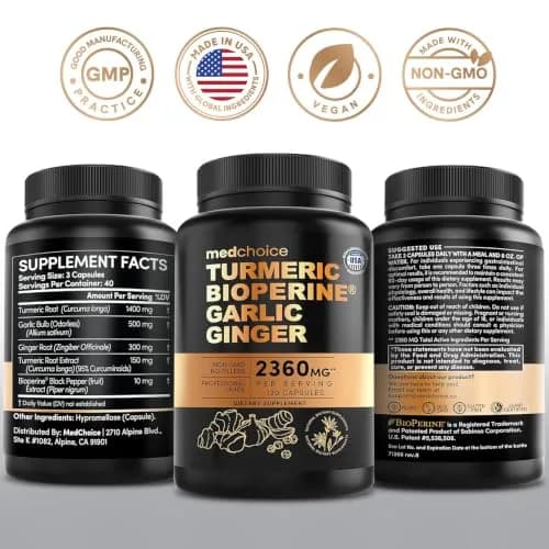 MEDCHOICE 4-in-1 Turmeric Joint Support with Garlic & BioPerine, 120ct | Supports Mobility & Joint Comfort thumbnail 7