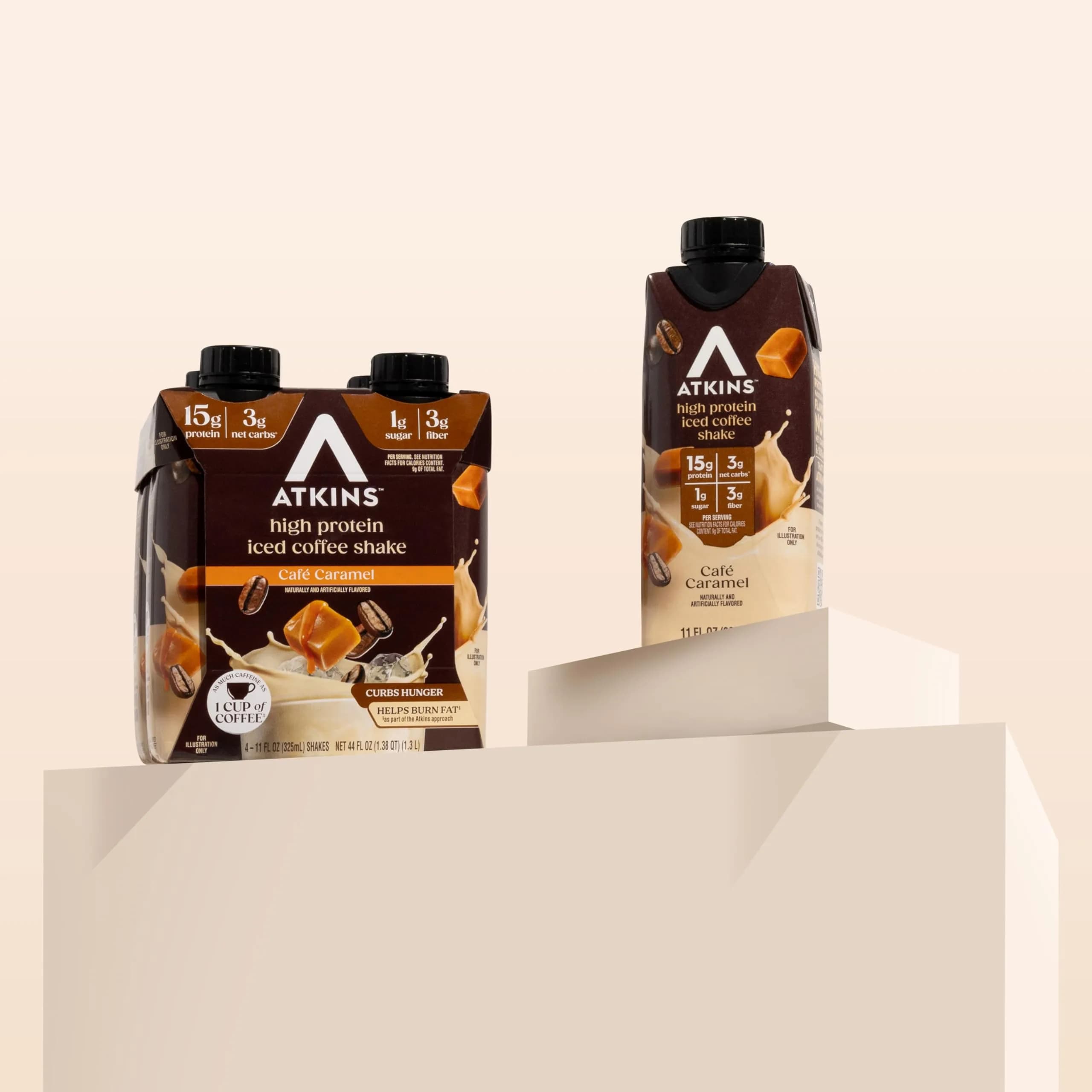 Atkins Café Caramel Iced Coffee High Protein Shake 325ml (11 Fl Oz) | 15g Protein, 3g Net Carbs, Caffeine - view 4