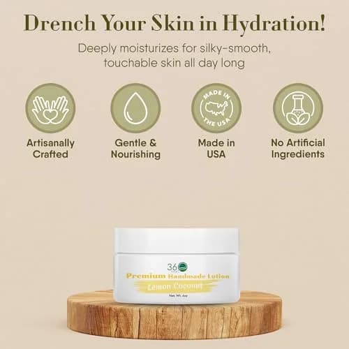 360Feel Lemon Coconut Body Lotion 4 Fl Oz | Hydrates with Coconut & Olive Oil, Plant-Based, Non-Greasy, Sensitive Skin, All Day Use thumbnail 3