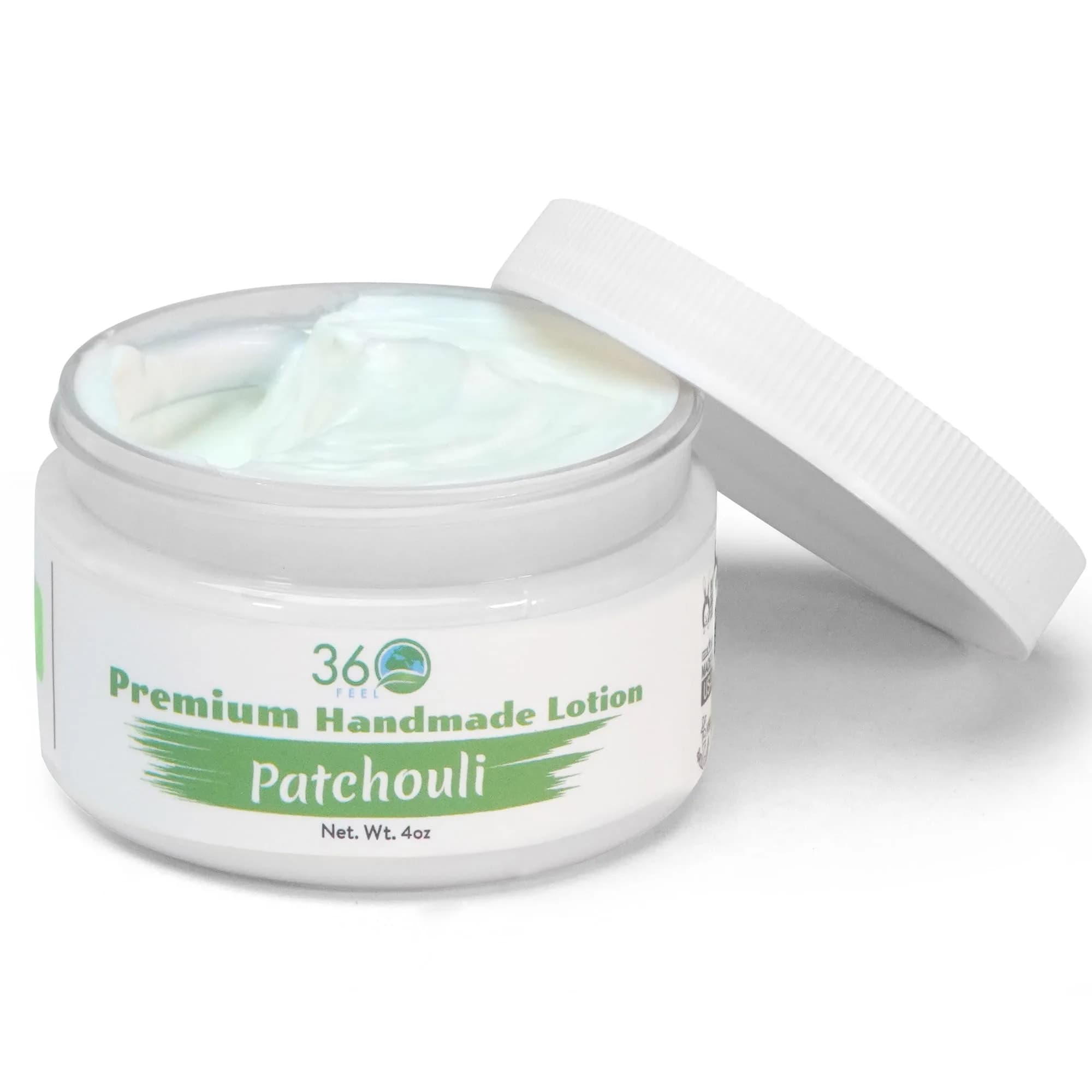 360Feel Patchouli Body Lotion 4 Fl Oz | Hydrates with Coconut & Olive Oil, Plant-Based, Sensitive Skin, All Day Use — Patchouli