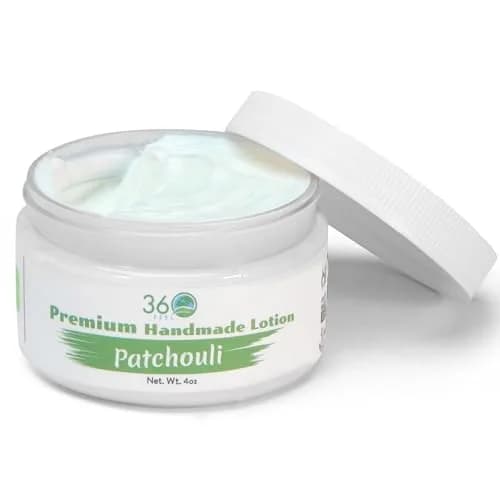 360Feel Patchouli Body Lotion 4 Fl Oz | Hydrates with Coconut & Olive Oil, Plant-Based, Sensitive Skin, All Day Use thumbnail 1