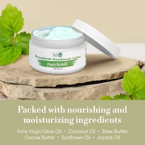 360Feel Patchouli Body Lotion 4 Fl Oz | Hydrates with Coconut & Olive Oil, Plant-Based, Sensitive Skin, All Day Use thumbnail 4