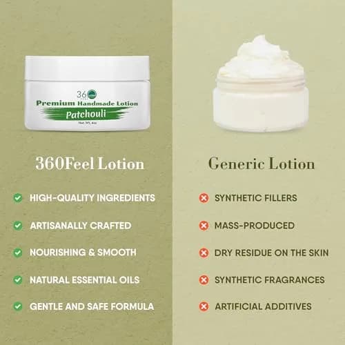 360Feel Patchouli Body Lotion 4 Fl Oz | Hydrates with Coconut & Olive Oil, Plant-Based, Sensitive Skin, All Day Use thumbnail 6
