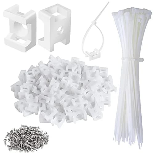 XHF Cable Zip Tie Saddle Type Mounts Base | 8" Nylon Cable Ties & Screws for Indoor & Outdoor Use thumbnail 1