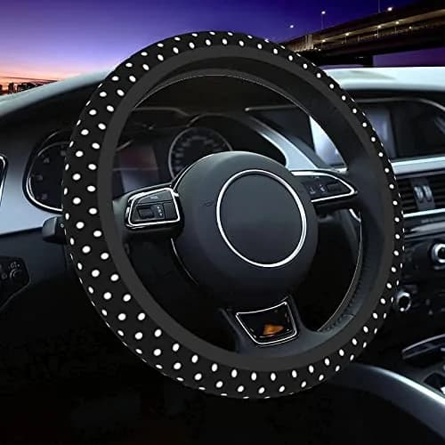 KUOAICY Black and White Polka Dot Steering Wheel Cover | Non Slip Neoprene 15 inch | Universal Fit for Women Men thumbnail 5