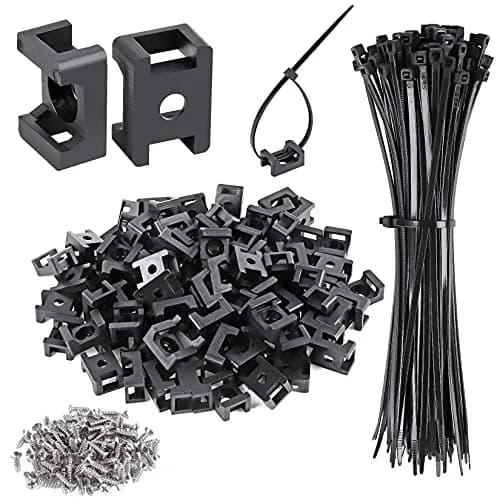 XHF Cable Zip Tie Saddle Mounts Base 8" Nylon Black | Organize Cables Indoors & Outdoors thumbnail 1
