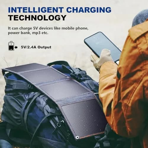 BigBlue 14W Solar Panel with USB-A Port Waterproof Portable Solar Phone Charger for Hiking thumbnail 3