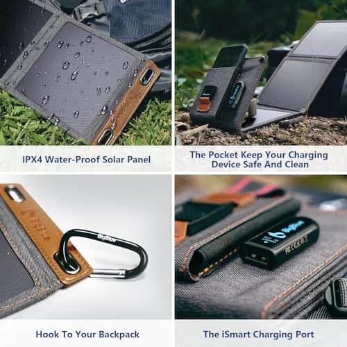 BigBlue 14W Solar Panel with USB-A Port Waterproof Portable Solar Phone Charger for Hiking thumbnail 4