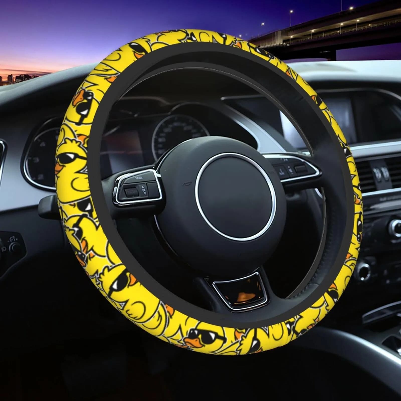 KUOAICY Duck Print Steering Wheel Cover 15 Inch | Breathable Neoprene Car Accessory