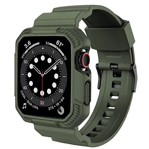 OROBAY Shockproof Rubber Band with Case for Apple Watch 45mm/44mm/42mm | Military Style thumbnail 1