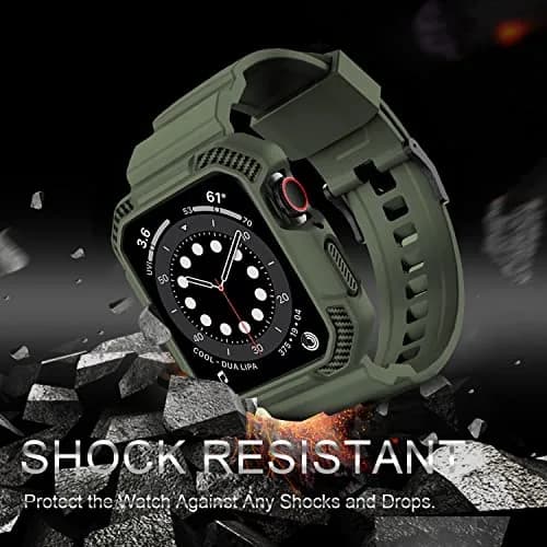 OROBAY Shockproof Rubber Band with Case for Apple Watch 45mm/44mm/42mm | Military Style thumbnail 5