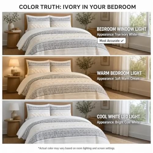 Hyde Lane King Size Comforter Set, Boho Tufted Ivory | All-Season Cotton & Down-Alternative thumbnail 3